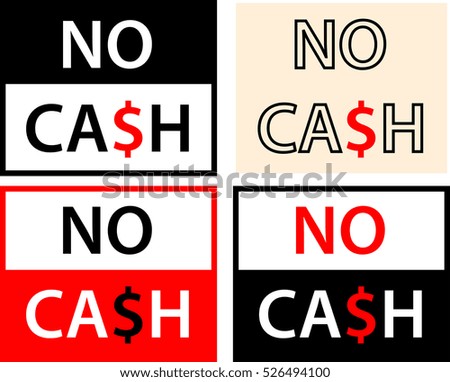 No Cash Dollar Label Vector Illustration