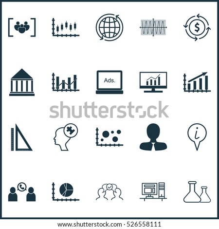 Set Of 20 Universal Editable Icons. Can Be Used For Web, Mobile And App Design. Includes Elements Such As Money Recycle, Human Mind, Stock Market And More.