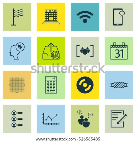 Set Of 16 Universal Editable Icons. Can Be Used For Web, Mobile And App Design. Includes Elements Such As Sweet, Human Mind, Messaging And More.