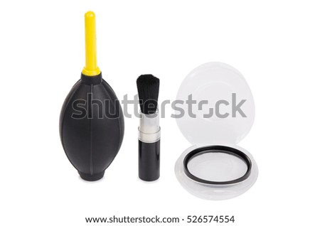 Cleaning kit lens on a white background isolation