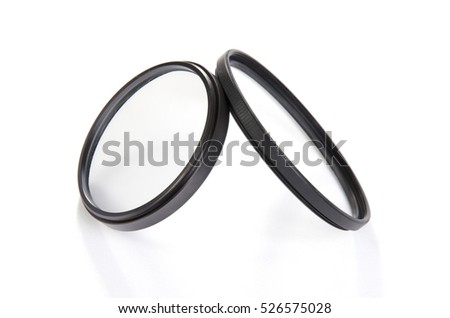 Safety glass for the lens on a white background isolation
