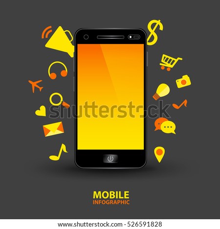 Infographics mobile phone vector illustration, web icon, Flat style