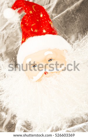  Santa Clause , grey background ,christmas decoration ,heard ,one ,small ,hanged, home ,decor ,xmas ,blue eyes ,cute ,silver