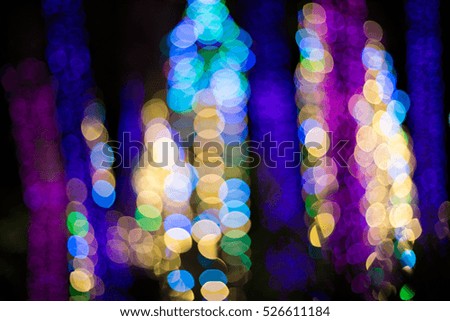 Colorful and defocused bokeh light decoration for christmas
