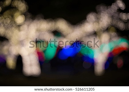 Colorful and defocused bokeh light decoration for christmas