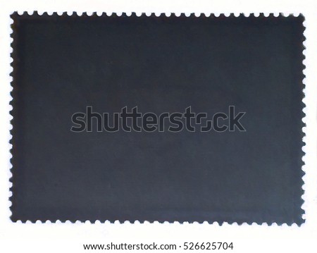Dark gray posted stamp reverse  side with the edge of the sheet. Isolated on white background.. 