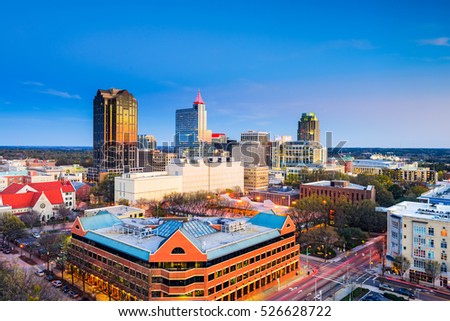 Raleigh, North Carolina, USA downtown city skyline. Royalty-Free Stock Photo #526628722