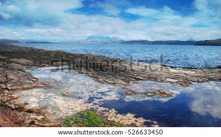 Magical Scottish Highlands Sea Landscape, Rocks, Coastline, Nature of Scotland, United Kingdom 