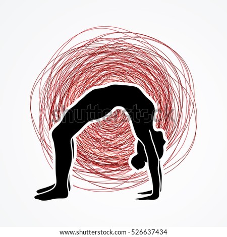 Yoga pose designed on line confuse background graphic vector.