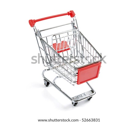 Photograph of a shopping cart isolated on a white background