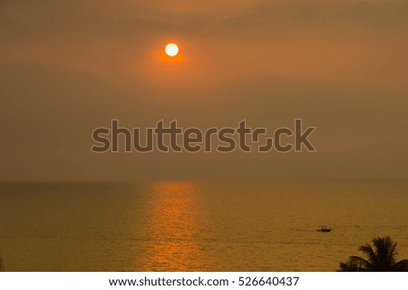 Sunset on the beach with beautiful sky.Pattaya Thailand