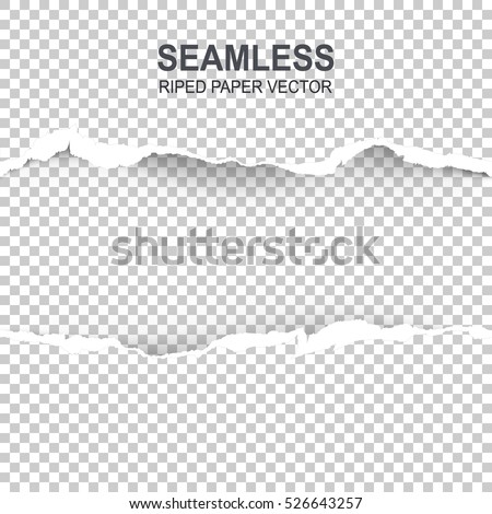 Seamless ripped paper and transparent background with space for text, vector art and illustration. Royalty-Free Stock Photo #526643257