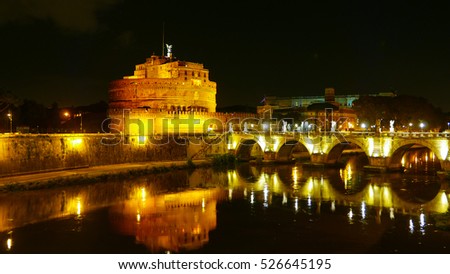 Castel Sant Angelo and the Angels Bridge in Rome