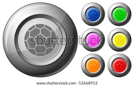 Sphere button soccer set on a white background. Vector illustration.