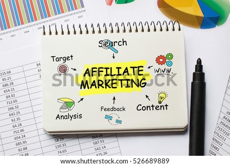 Notebook with Toolls and Notes about Affiliate Marketing Royalty-Free Stock Photo #526689889