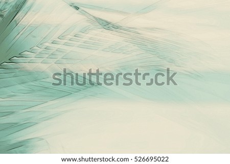 Abstract palm tree in motion against sunlight backgound. Dynamic pattern, blurred leaves moving in wind, for vintage concept business blog, design templates, Image with filter effect