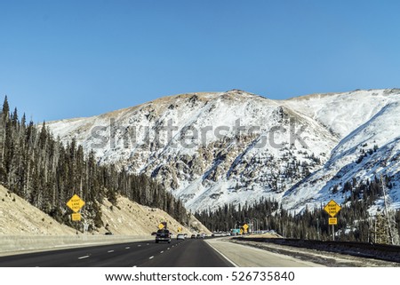 Open Colorado Highway in Winter with Pines