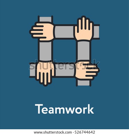 Teamwork Handshake Minimalistic Color Flat Line Stroke Icon Pictogram Illustration