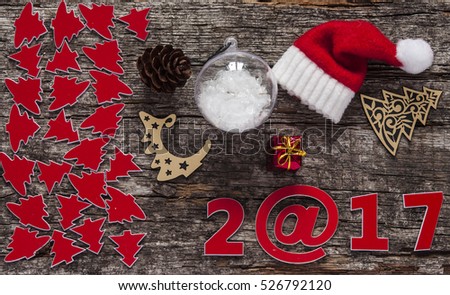 Happy new year 2017 on wood background