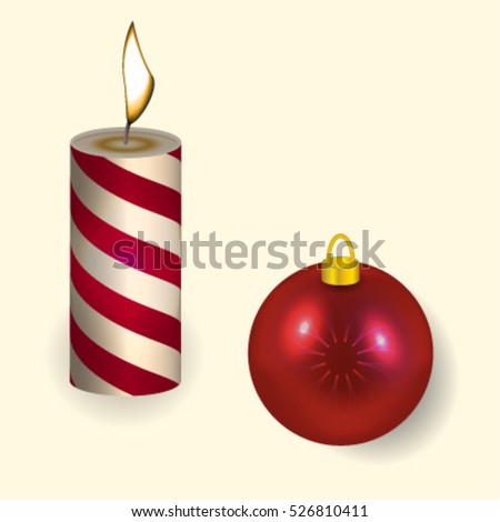 Vector illustration of a gift in the box and the ball reflects the New Year lights
