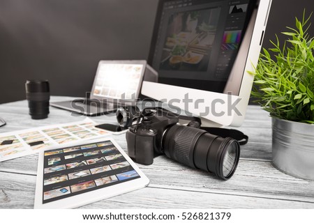 photographer photographic photograph journalist camera traveling photo dslr editing edit hobbies lighting concept - stock image