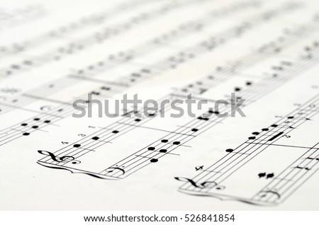 Music notes background : score piano, close up