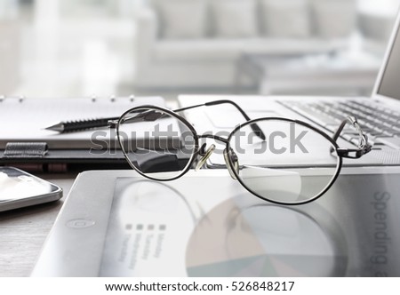 Glasses placed on desk