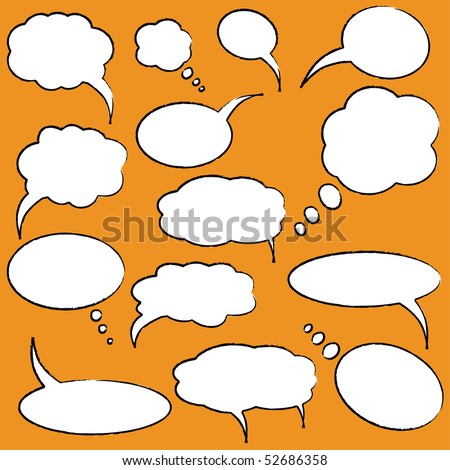 Set of speech and thought vector bubbles