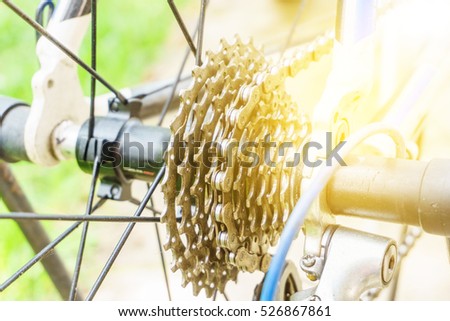 Close-up Bike gear chain spinning