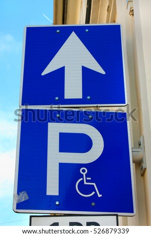 parking place sign for disabled and invalid persons