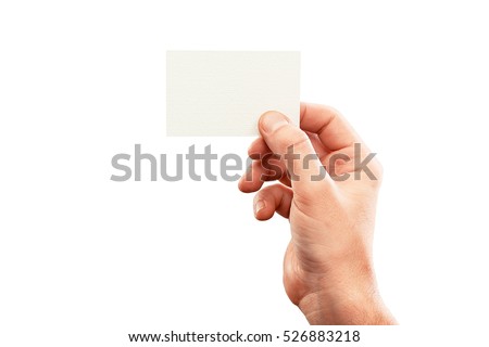 Male hand holding business card.