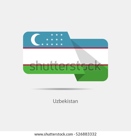 Uzbekistan national flag on a white background with shadow. vector illustration