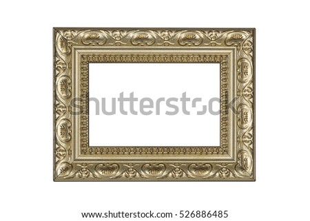 Gold picture frame isolated on white with clipping path.