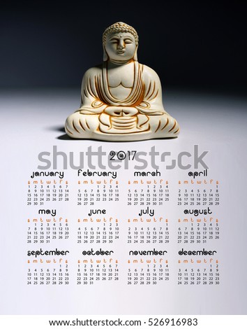 Buddha. Calendar 2017 Set of 12 Months