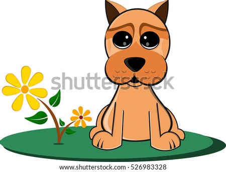 Illustration of a cute dog with flowers