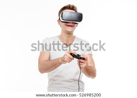 Man with virtual reality goggles