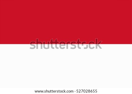 Indonesia flag. The Flag of Indonesia is a simple bicolour with two equal horizontal bands, red (top) and white (bottom) with an overall ratio of 2:3.
