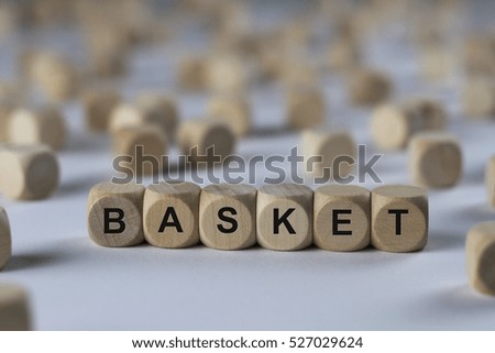 basket - cube with letters, sign with wooden cubes