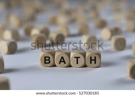 bath - cube with letters, sign with wooden cubes