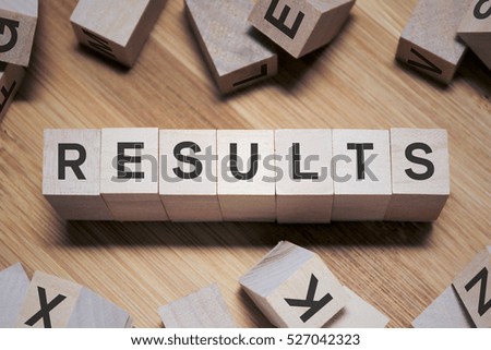 Results Word Written In Wooden Cube
