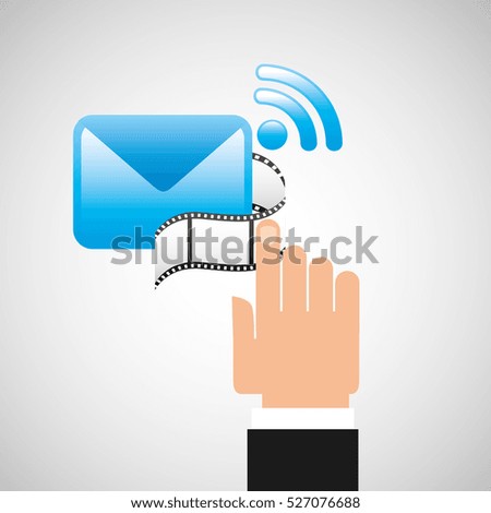 hand connection email film graphic vector illustration eps 10