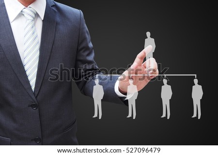 Businessman hand touching virtual panel of professional officer , human resources  concept