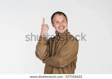 emotions man in a brown jacket on a white background