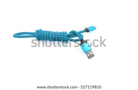 USB cable on white background