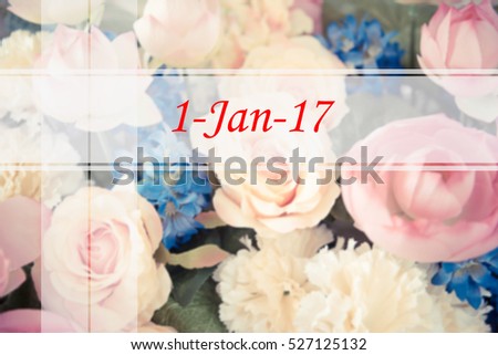1 JAN 2017  - Abstract information to represent Happy new year as concept. The word 1 JAN 2017  is a part of Merry Christmas and Happy new year celebration vocabulary in stock photo.