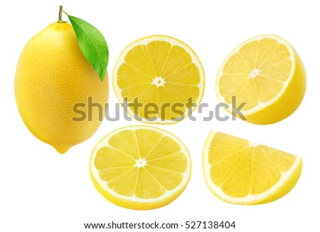 Collection of lemon fruits isolated on white Royalty-Free Stock Photo #527138404