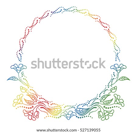 Beautiful round floral frame with gradient fill. Color silhouette  frame for advertisements, wedding and other invitations or greeting cards. Raster clip art.