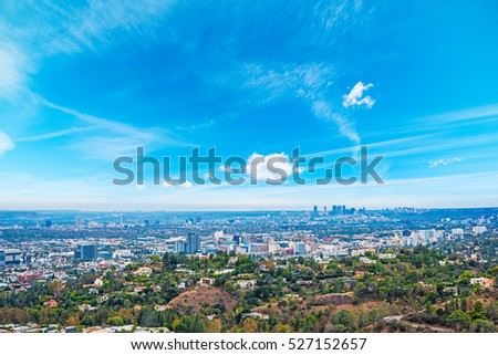 Los Angeles under a blue sky, California