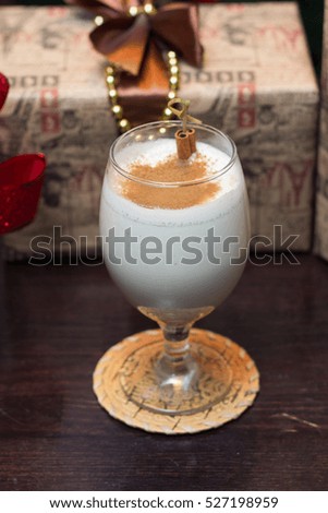 white Christmas milkshake with cinnamon as a gift