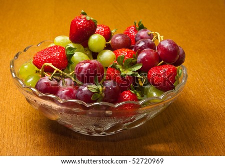 Fresh strawberries and grapes